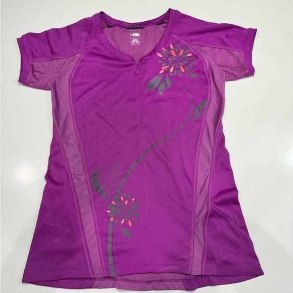 The North Face Tops - North Face Half Zip Short Sleeve Vented Shirt Med Purple Cycling Biking Running